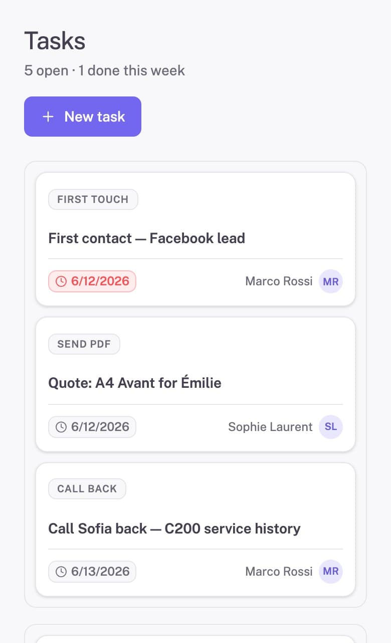 Repluno console on mobile: Tasks