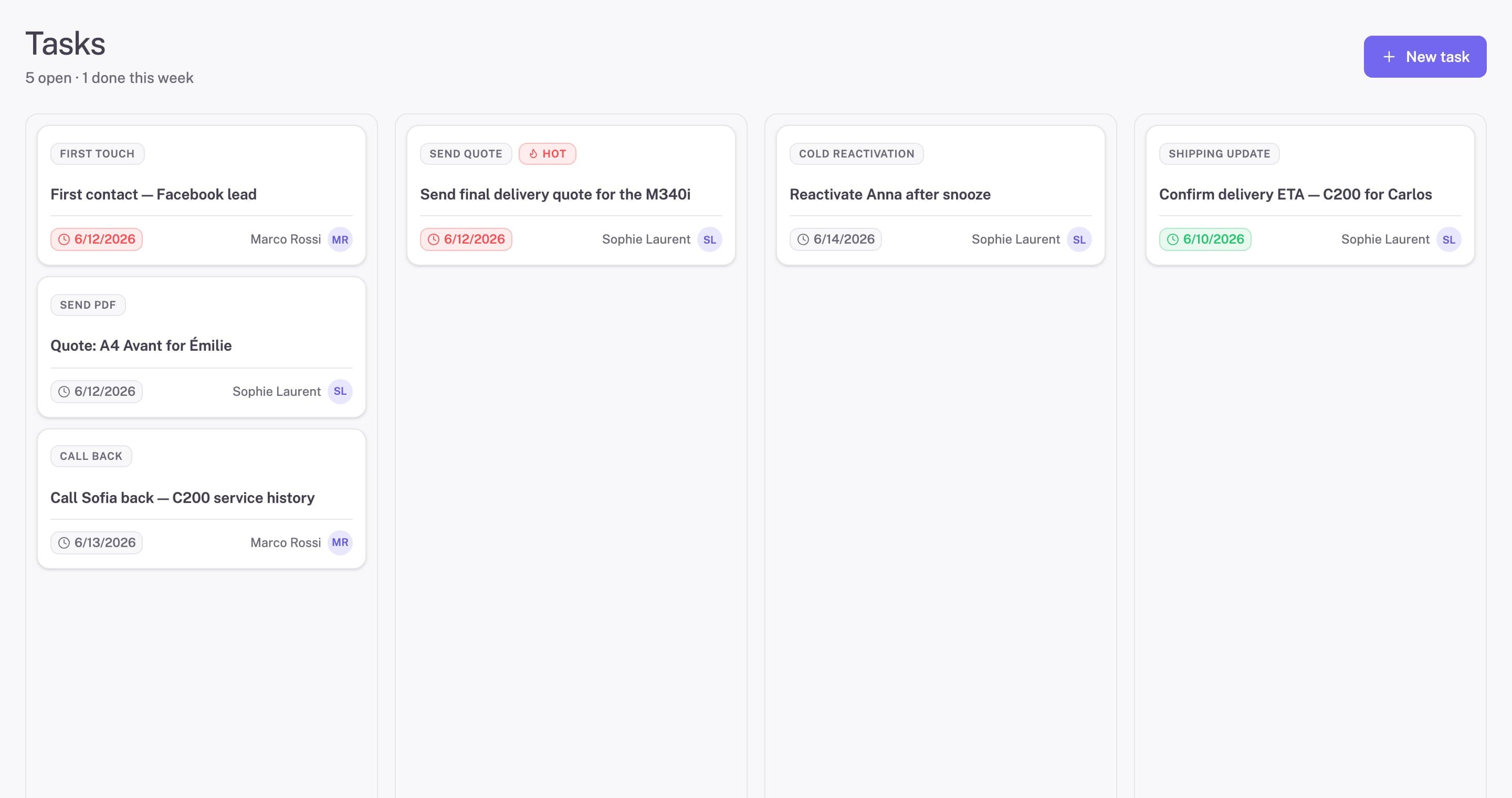 Repluno console: Tasks