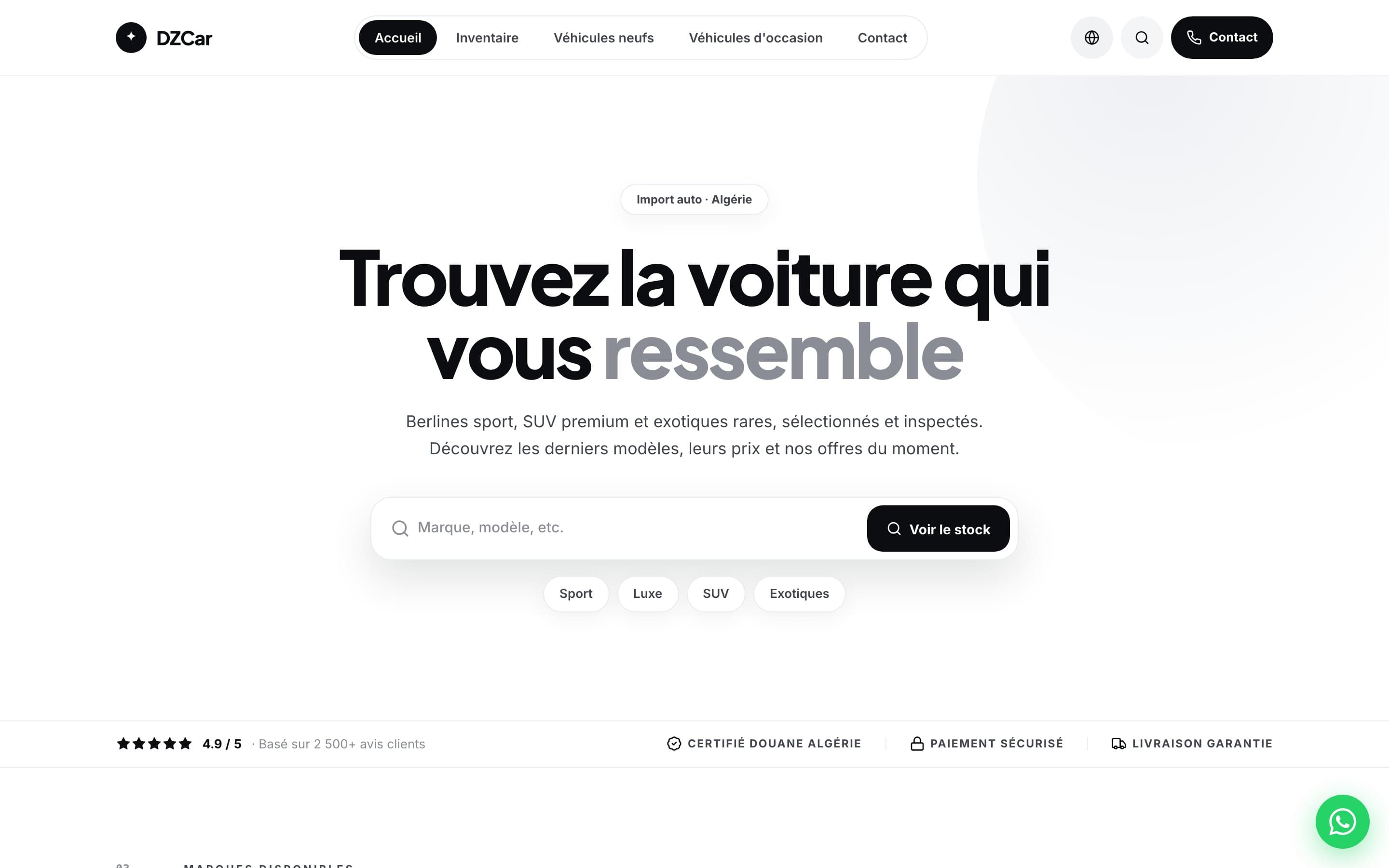 DZCar website built with Repluno